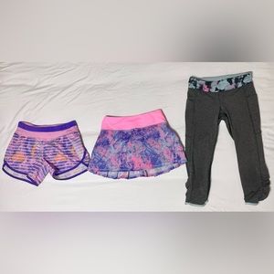 Ivivva Lululemon lot/bundle size 10 skirt, shorts, leggings
